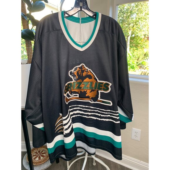 Rare Utah Grizzlies VTG 90s Bauer Authentic Jersey Mens XL Black Hockey 7077 - Picture 12 of 13